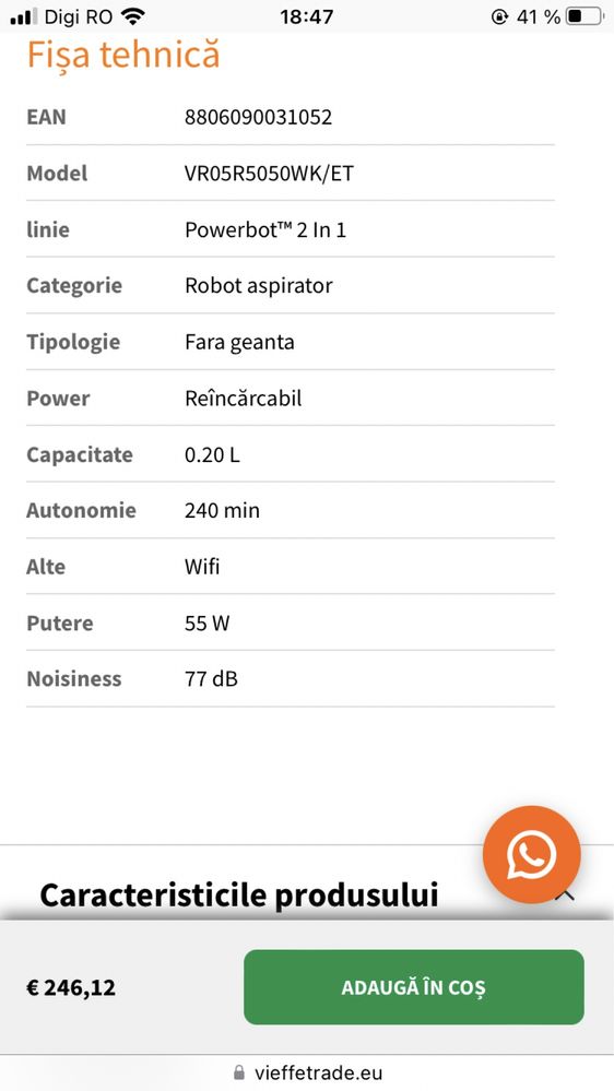 Robot samsung aspirator