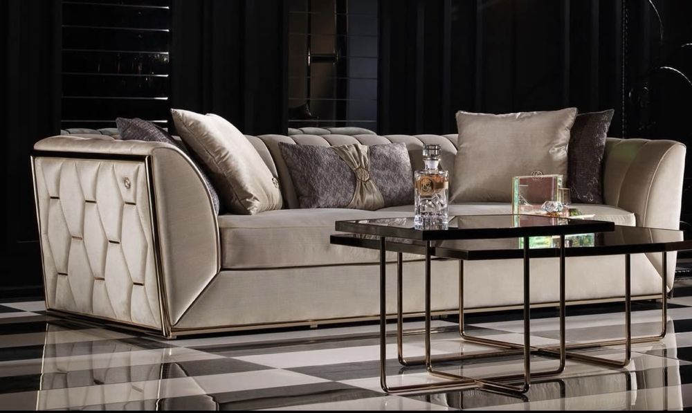 Set mobilier living: masa+scaune+canapea+fotolii rotative+comoda TV