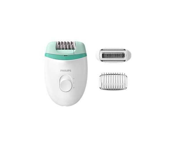 Epilator PHILIPS Satinelle Essential 2 viteze 2 accesorii alb-verde