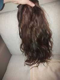 Българска  плътна коса от перукер, 50см,4треси,ръчно трaсиране