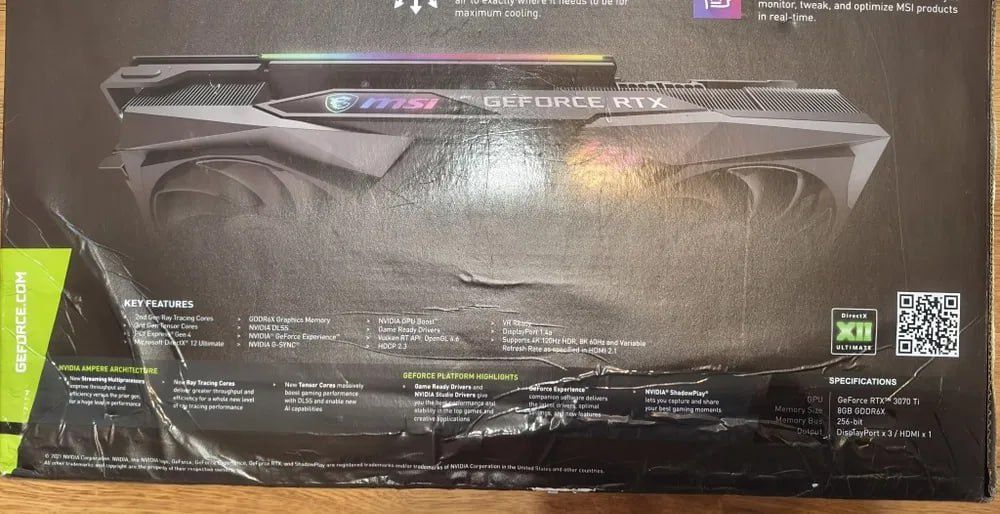 MSI Geforce RTX 3070 TI, в отличном состоянии.
