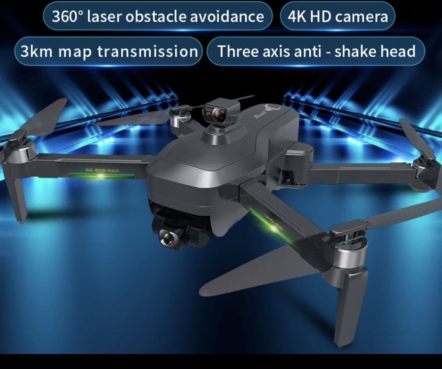 Drona cu Detector Obstacole si gimbal 3x,Camera 4K,Gps,3000Metri,,Noua