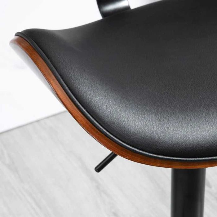 Бар стол HOMCOM, регулируем по височина, въртящ се, изкуствена кожа