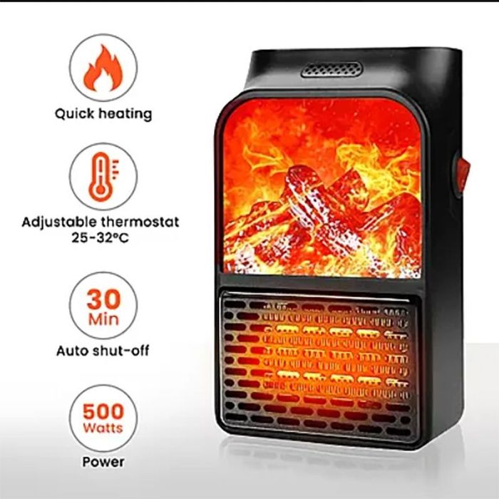 Портативна мини печка с ефект пламък - Flame Heater 900W