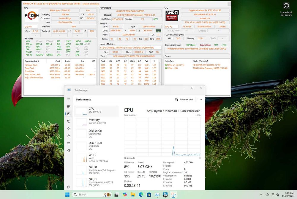 PC Gaming Ryzen 7 9800X3D RX 9070 XT 64GB DDR5