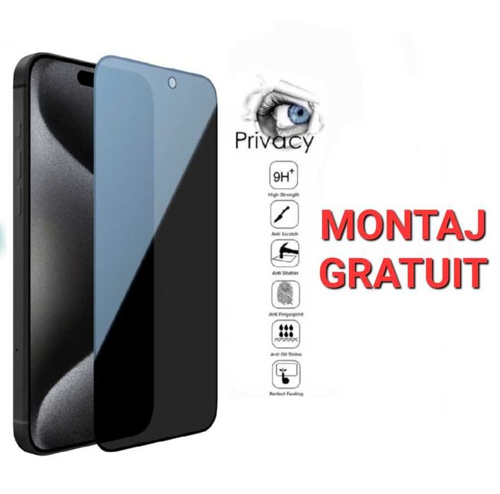 Folie de Sticla Privacy iPhone 14 15 Pro Max / Plus