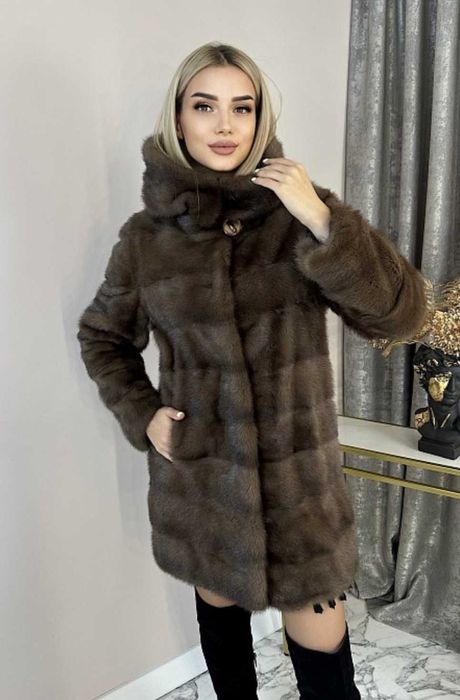 Haina vizon blana naturala , Haină de nurcă , 4 in 1 Transformer