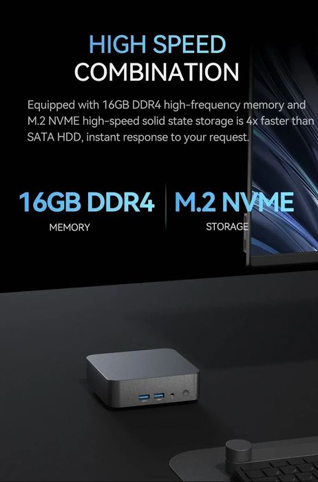 Mini PC Intel N5095 16mb DDR4 - 256Gb SATA 3 M.2 SSD WIN 11 PRO