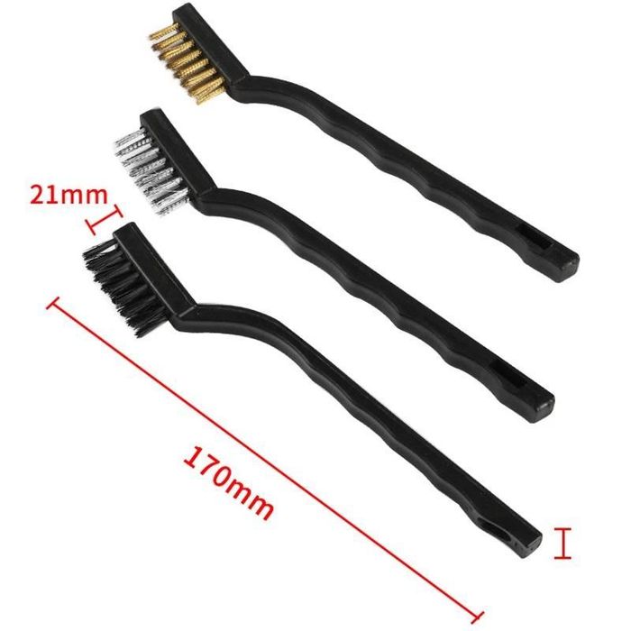 комплект четки amio от 3 броя: медна, стоманена, найлонова - 170 ...