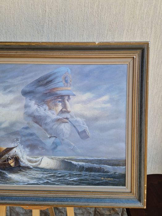 Уникална антикварна майсторска картина масло върху платно