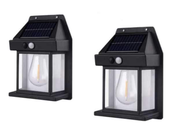 Set 2 felinare/Lampi solare de exterior cu senzor miscare,panou solar