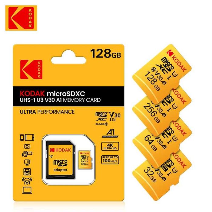 KODAK Micro SD Card Карта с памет 64 GB / 128 GB V30 Class10 U3