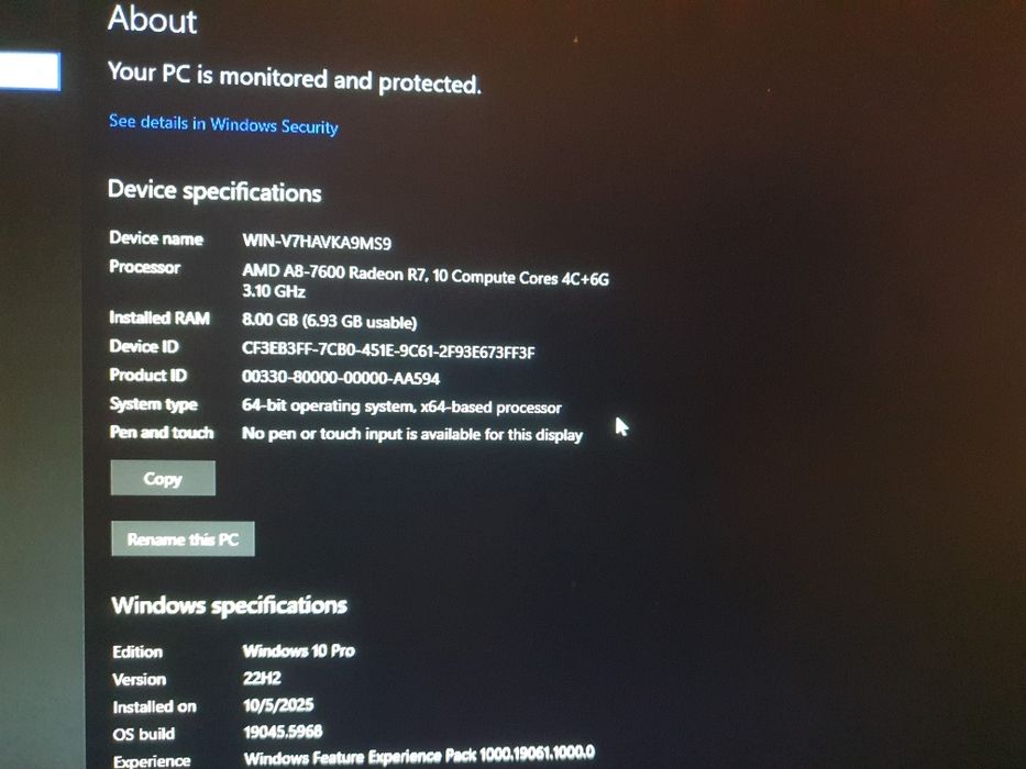 Unitate PC lenovo Amd A8 quad core, 8gb ram SSD+HDD 10/10