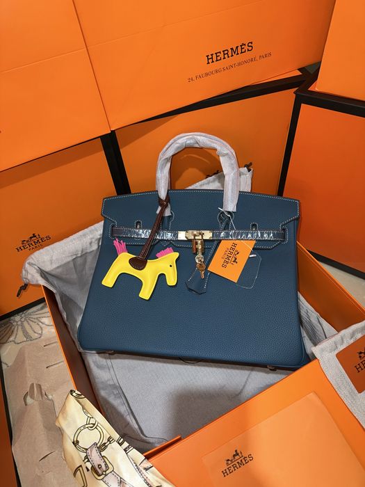 Geanta Hermes Birkin 35cm Turcoaz/accesorii gold