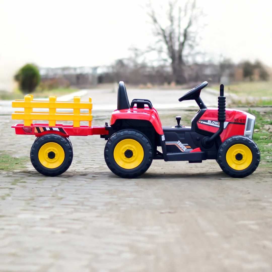 Tractoras electric pt copii, BJ-611, 60W 12V,cu remorca si telecomanda