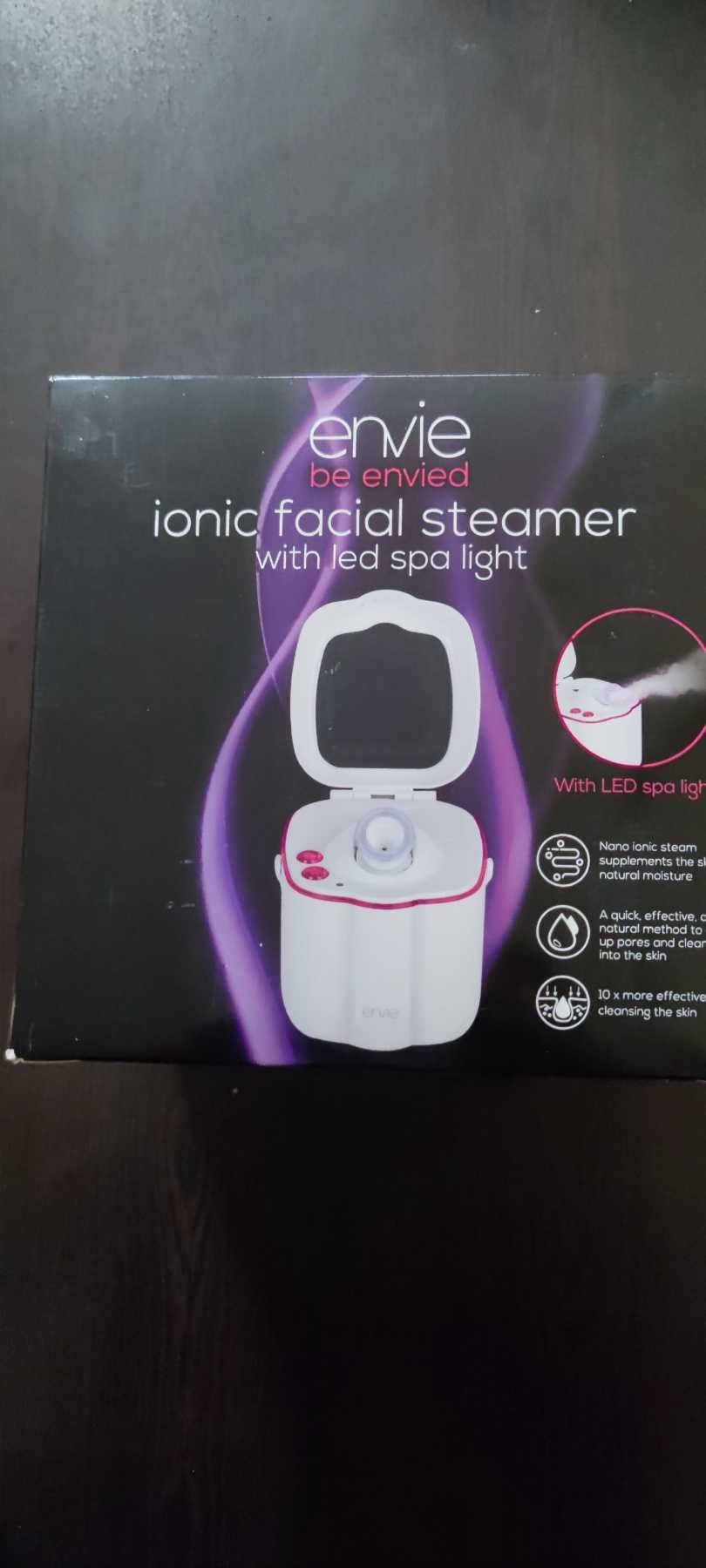 Envie Ionic Face Steamer с LED светлина, регулируема дюза и Nano Steam