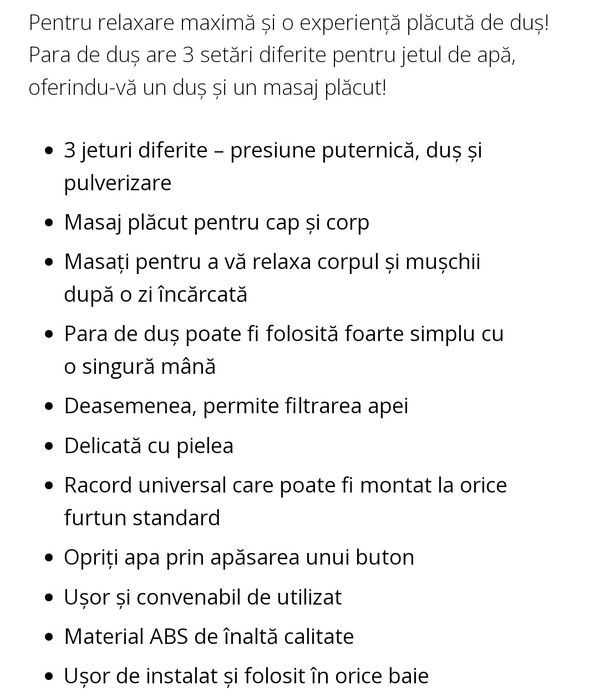 Para dus apa LUX,cap dus baie par/masaj celulita,spaShower