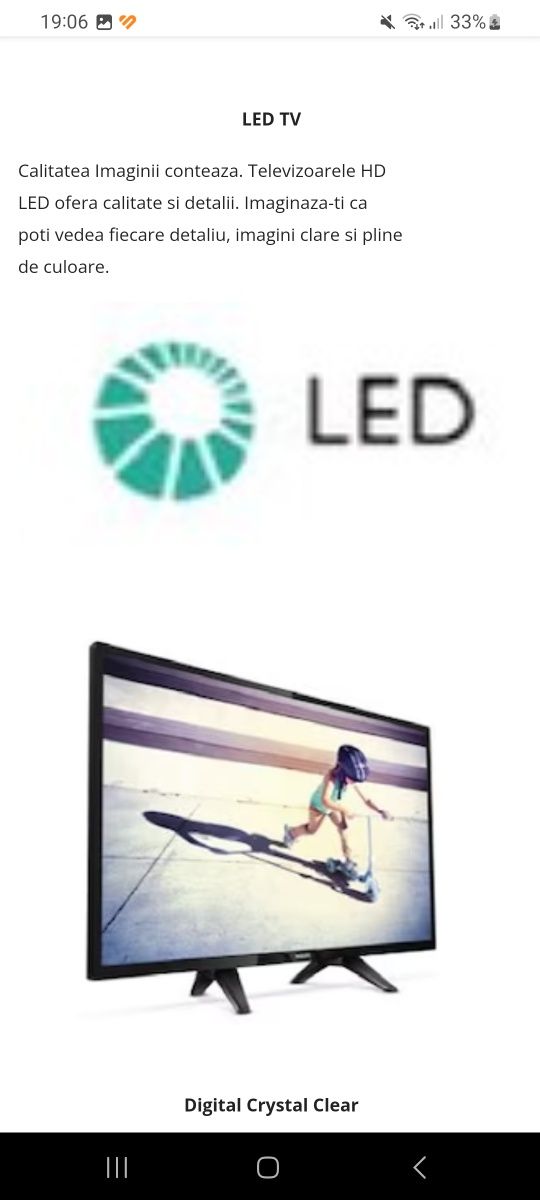 PHILIPS Tv slim HD Led Digital  Crystal l Clear,alb,80cm