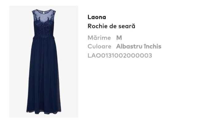 Vand rochie de ocazie noua nunta/seara Laona 38 (M) albastru inchis