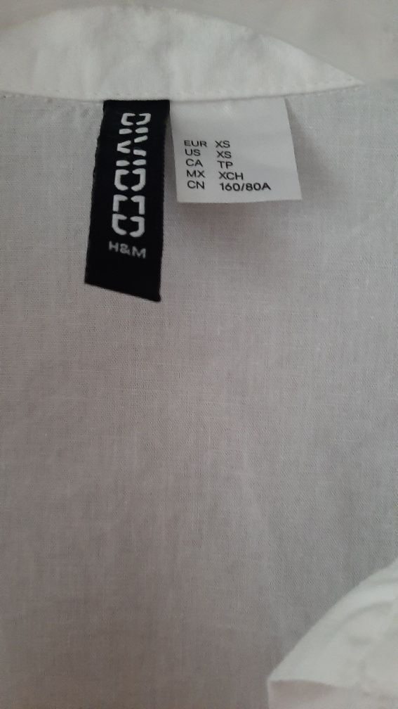 Бяла памучна ризка H&M - размер XS
