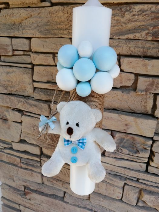 Set trusou pentru botez și lumânare pentru botez lut polimeric/Fimo