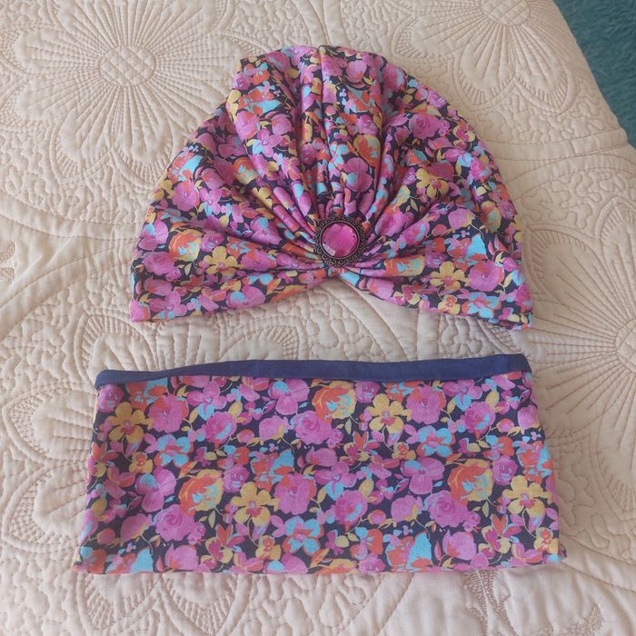 Set turban și eșarfă bumbac dublat