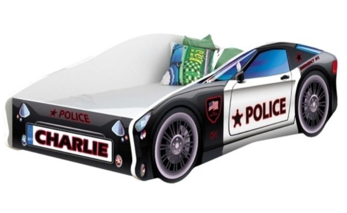Vând pat copii în forma de masinuta de poliție