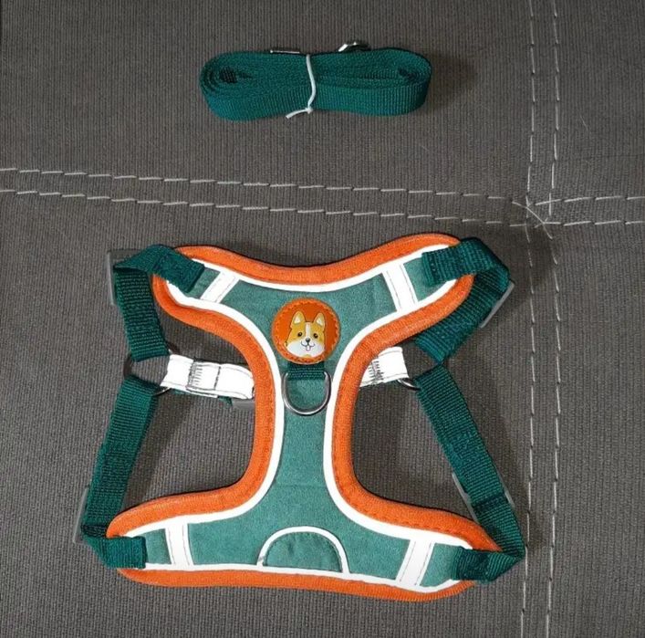 Поводок, нагрудный ремень светоотражающий для собак