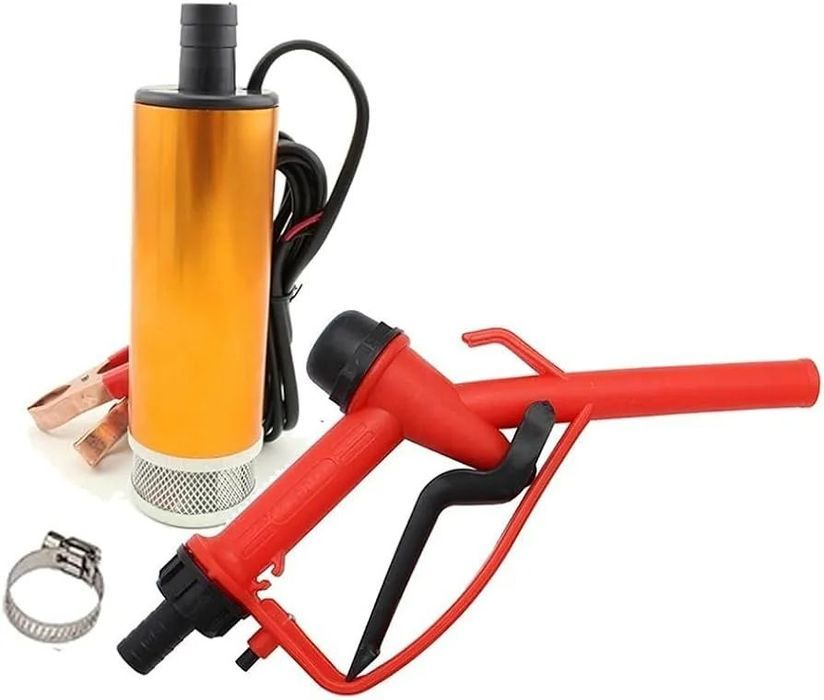 pompa transfer lichide cu furtun si pistol la 12v