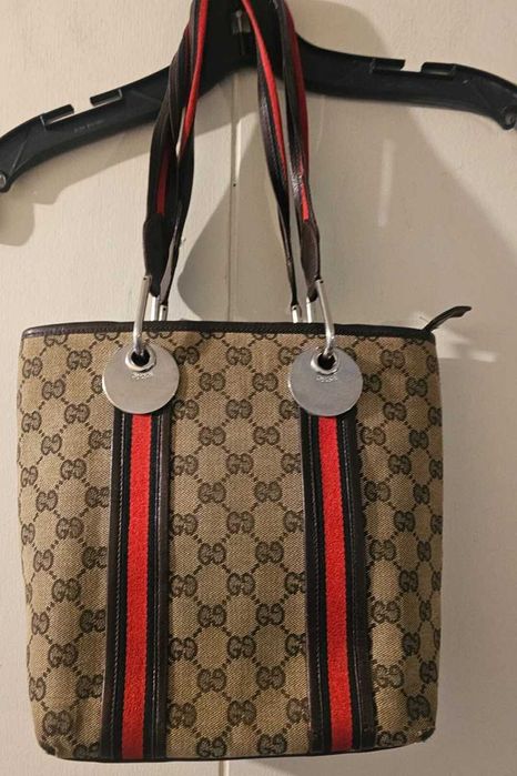 GUCCI GG Canvas Tote Bag дамска оригинална винтидж чанта