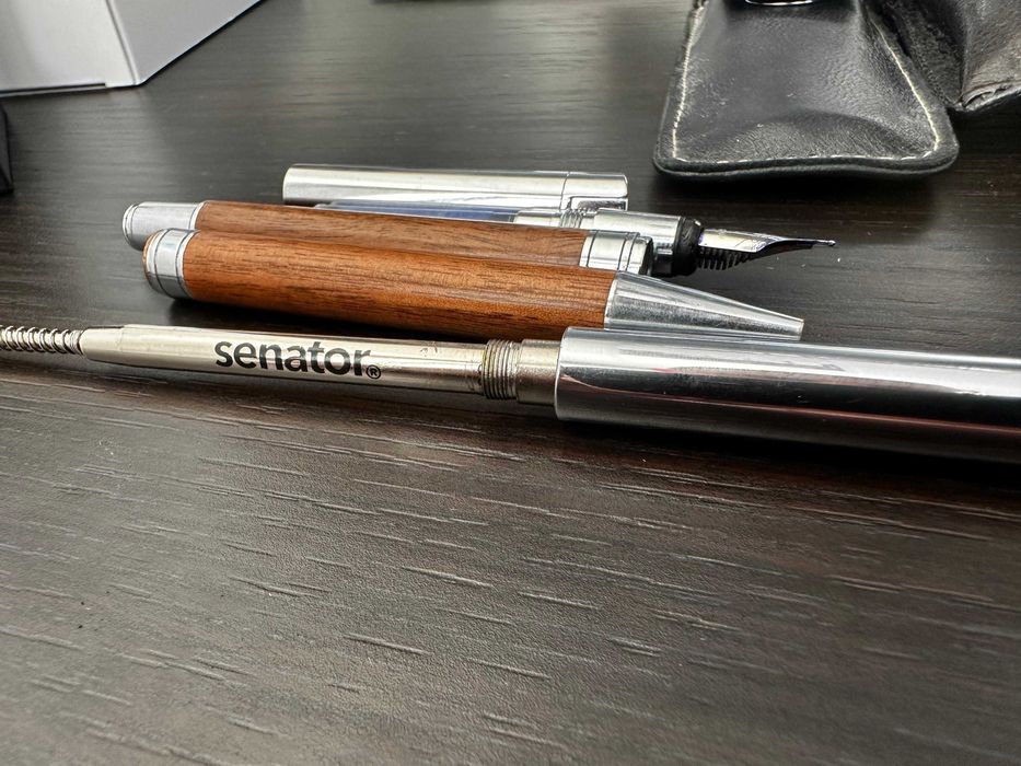 set roller point si stilou lemn senator