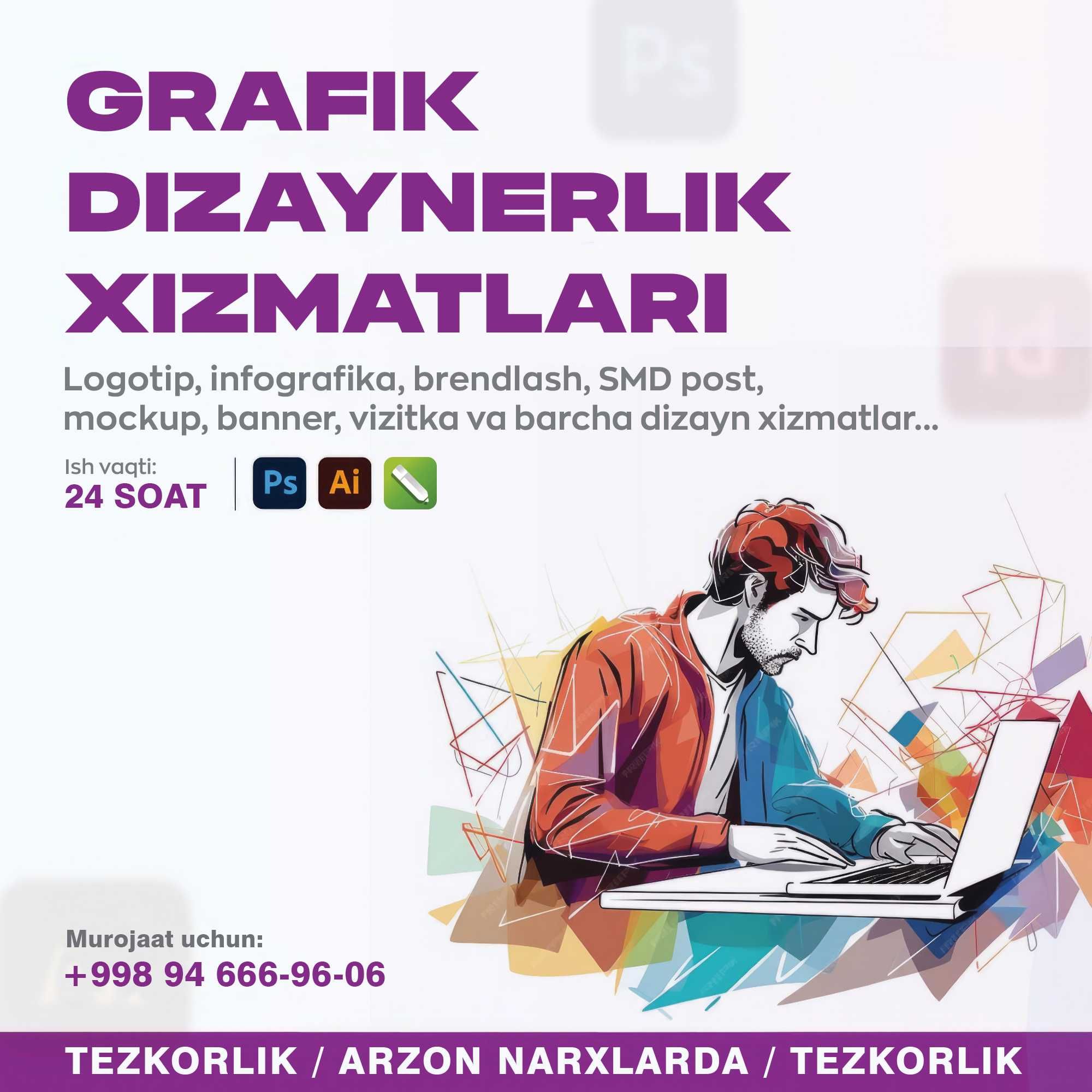Dizayner Xizmati | Услуги графического дизайнер logotip vizitka banner