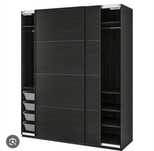 Vand 4 uși culisante Ikea cu sticla neagra.