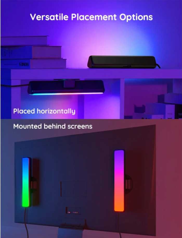 Set 2 lampi LED RGBICWW Govee Flow Plus Light Bars TV Govee H6056