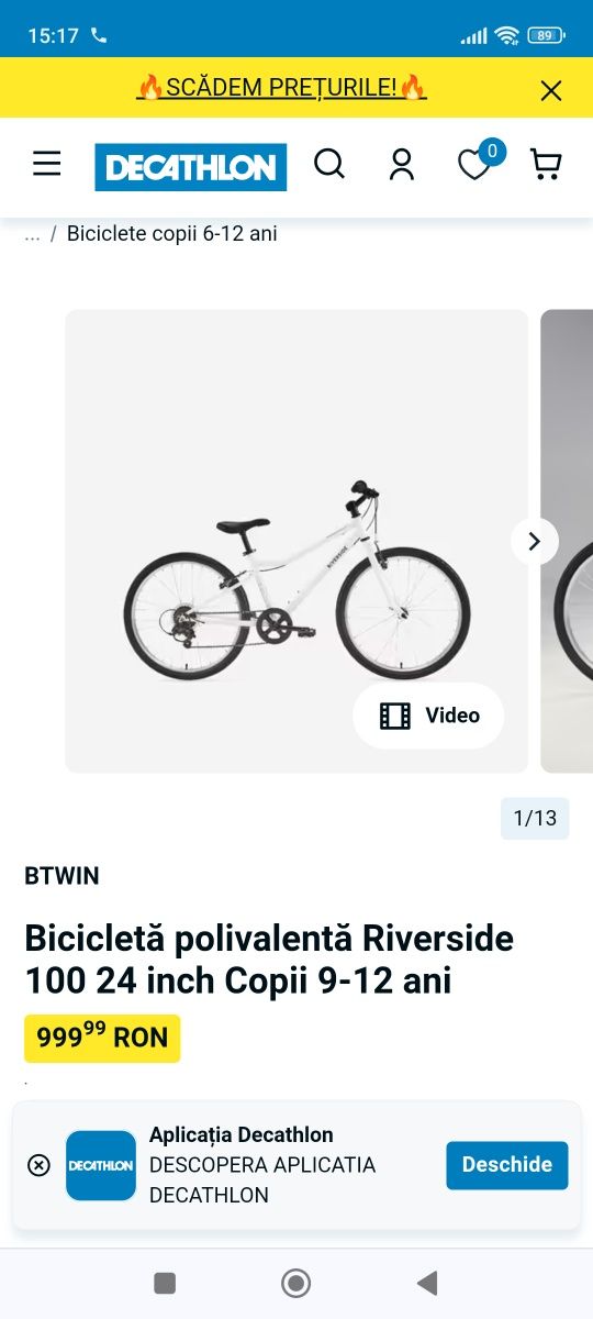 Bicicletă Riverside 100 24 inch Copii 9-12 ani noua