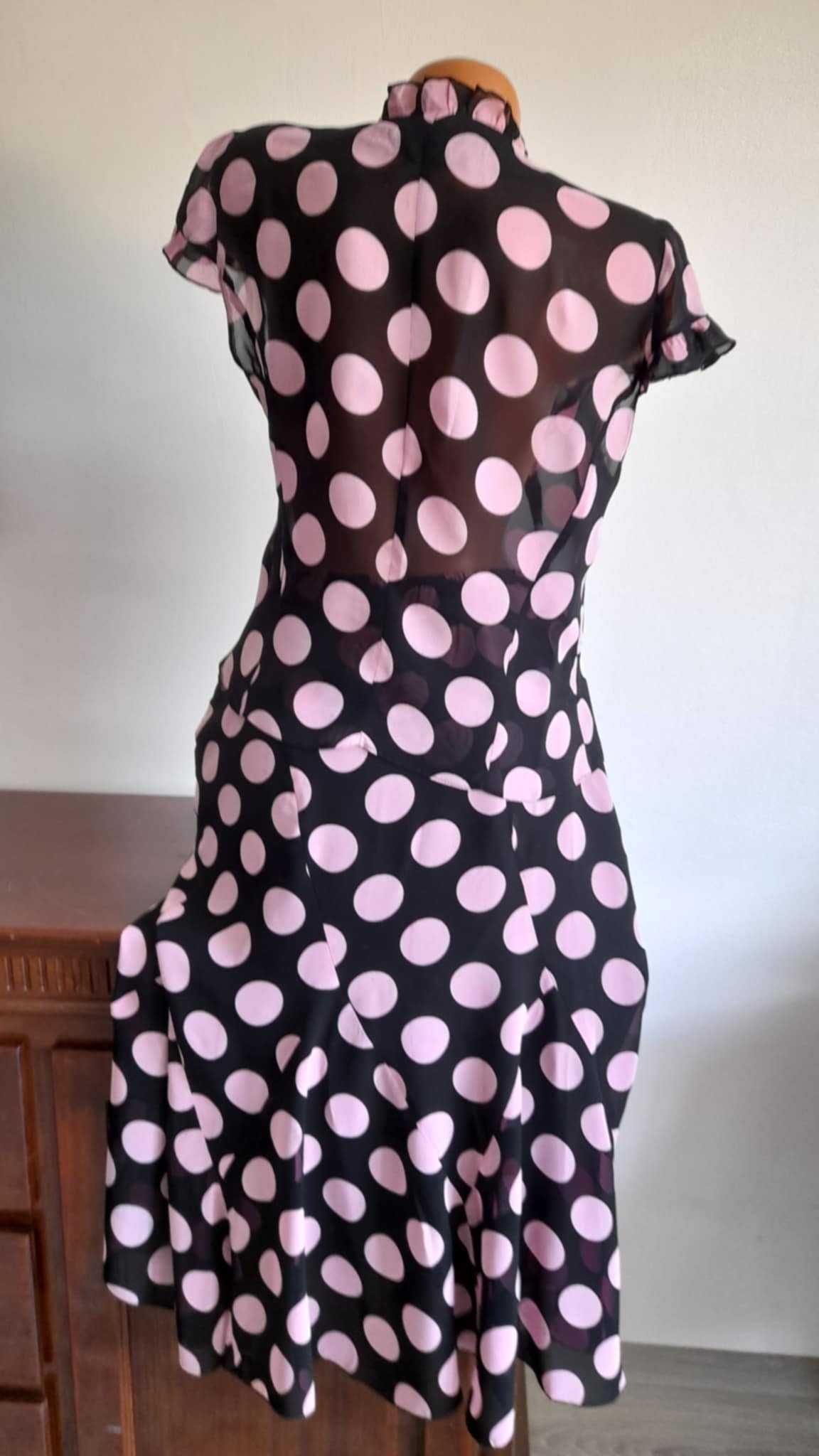 Costum 2 piese Deni – Negru cu buline lila 42/44