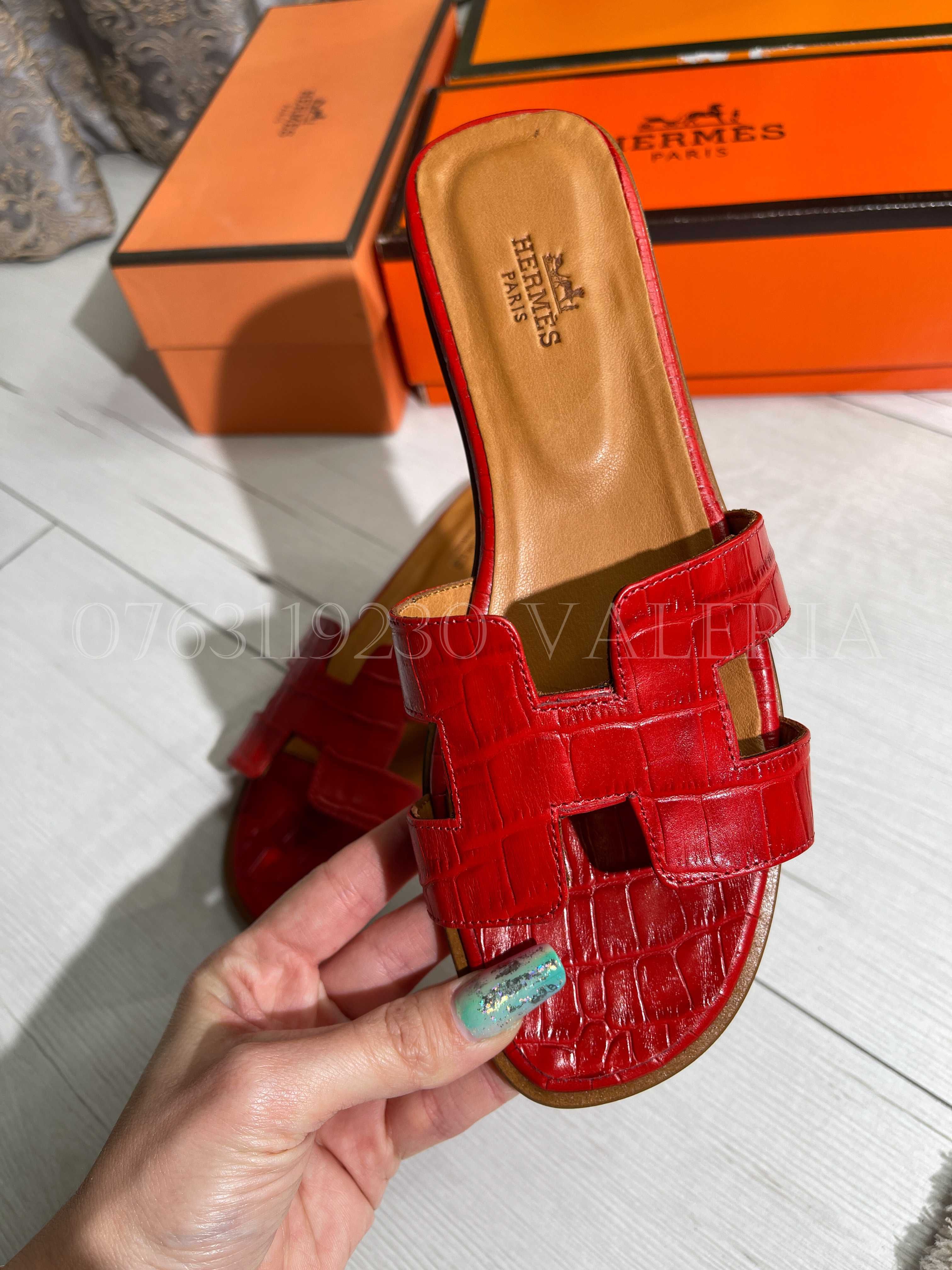 Papuci/Slapi Piele Naturala 3RM$ - rosii si navy