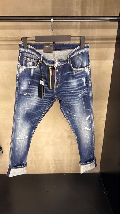 Blugi dsquared2 albastrii cu fermoar premium