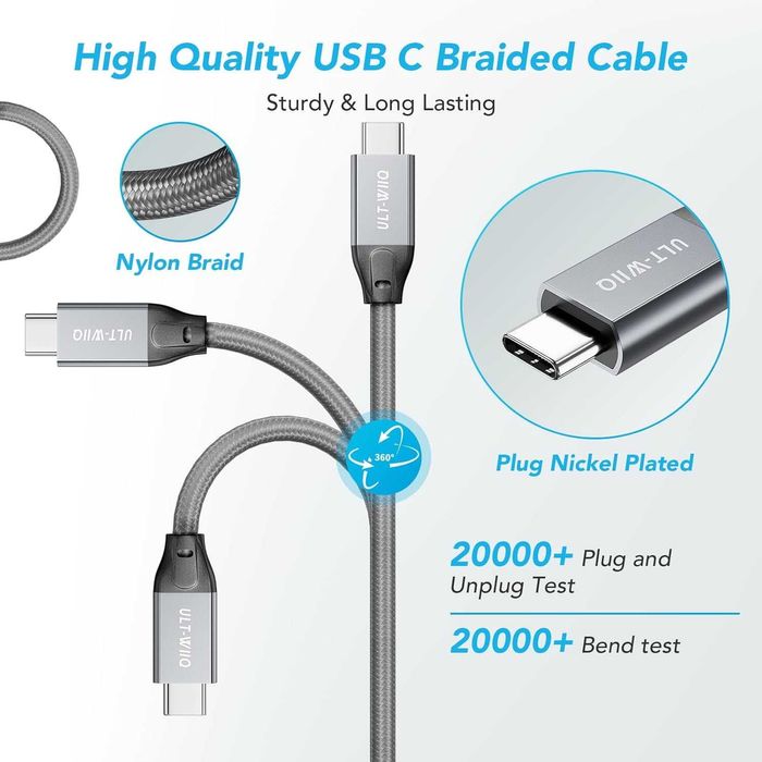 Cablu video 3m ULT-WIIQ USBC 3.2 Gen2x2,4K-144Hz,20 Gbps,PD 3.1 240W