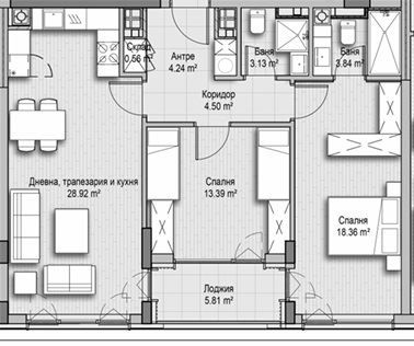 Тристаен апартамент в нова сграда! ж.к. Витоша!