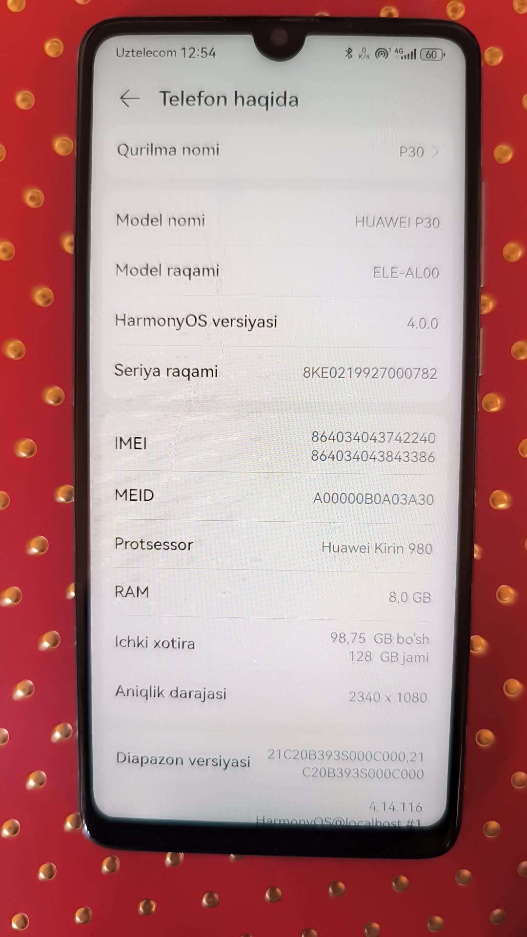 HUAWEI P30 telefon