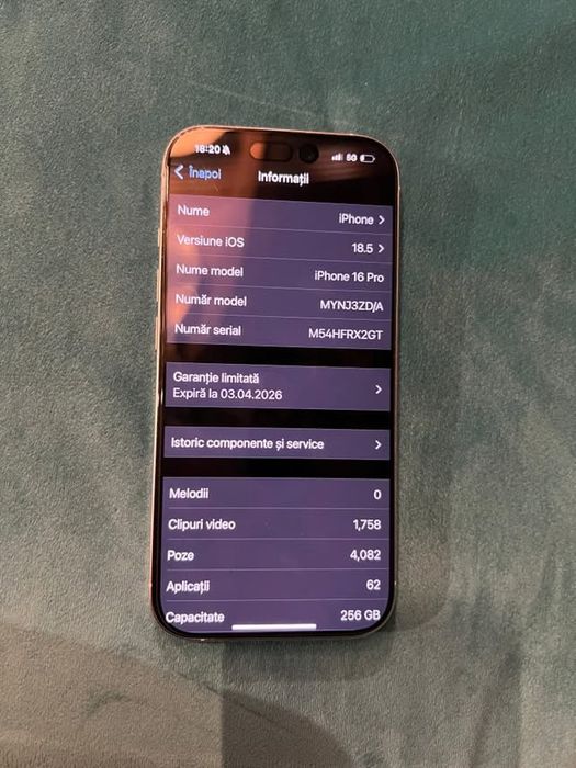 Vand iphone 16 pro 256 Gb alb