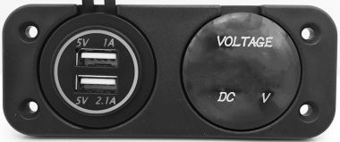 Sursa De Alimentare, 2x USB, 5V/3.1A, Voltvetru - De Panou