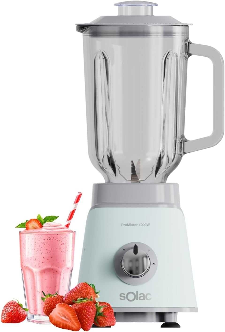 Блендер Solac Pro Mixter, 1.5л., 1000W, Стъклена Кана, Ретро Дизайн