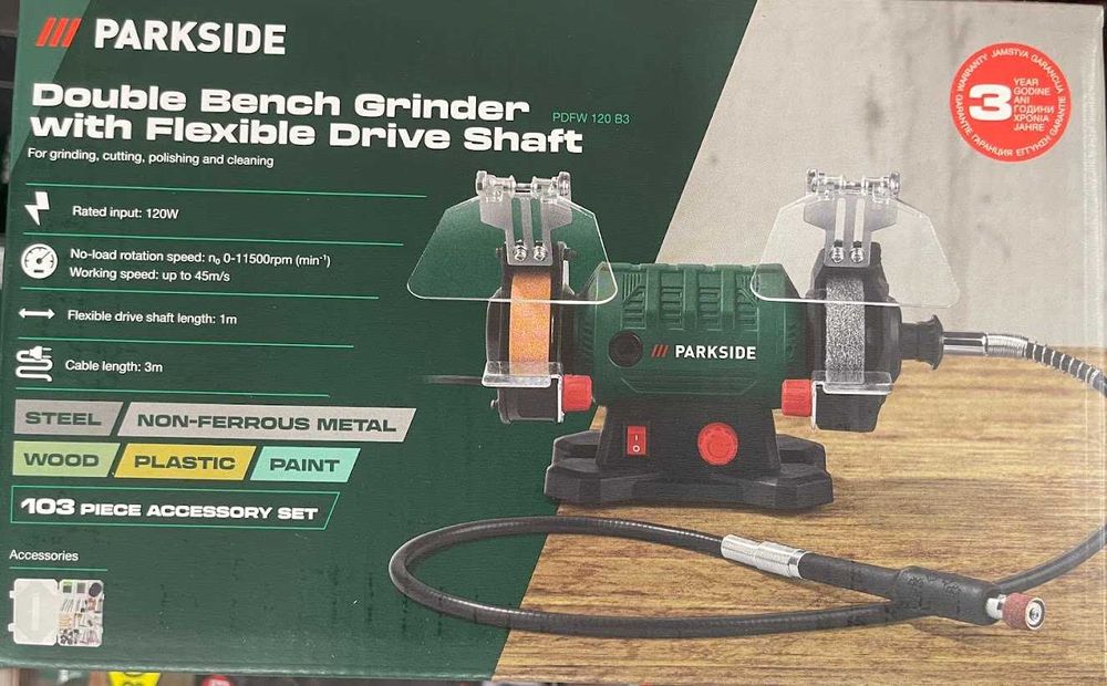 Parkside Шмиргел полир с аксесоари и нови машини Парксайд от Германия