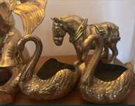 Elefant, jardiniere, cal bronz masiv, alama