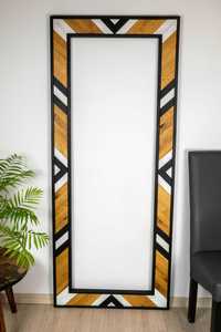 Oglindă de Perete din Stejar - Design Geometric Wood