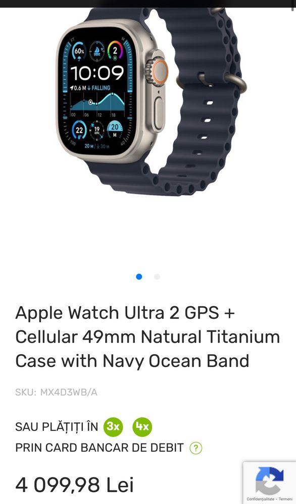 Apple Watch Ultra 2, Natural case, sigilat, transport inclus