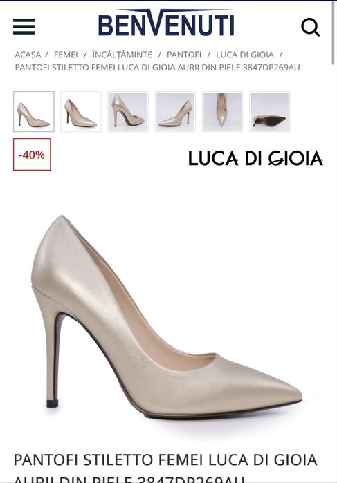 Pantofi aurii din piele Luca Di Gioia