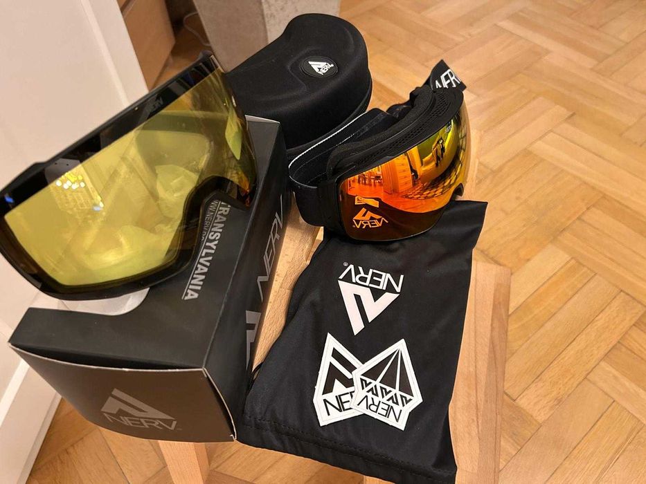 Vand ochelari Ski/Snowboard NERV Focus Black/Red cu lentila magnetica